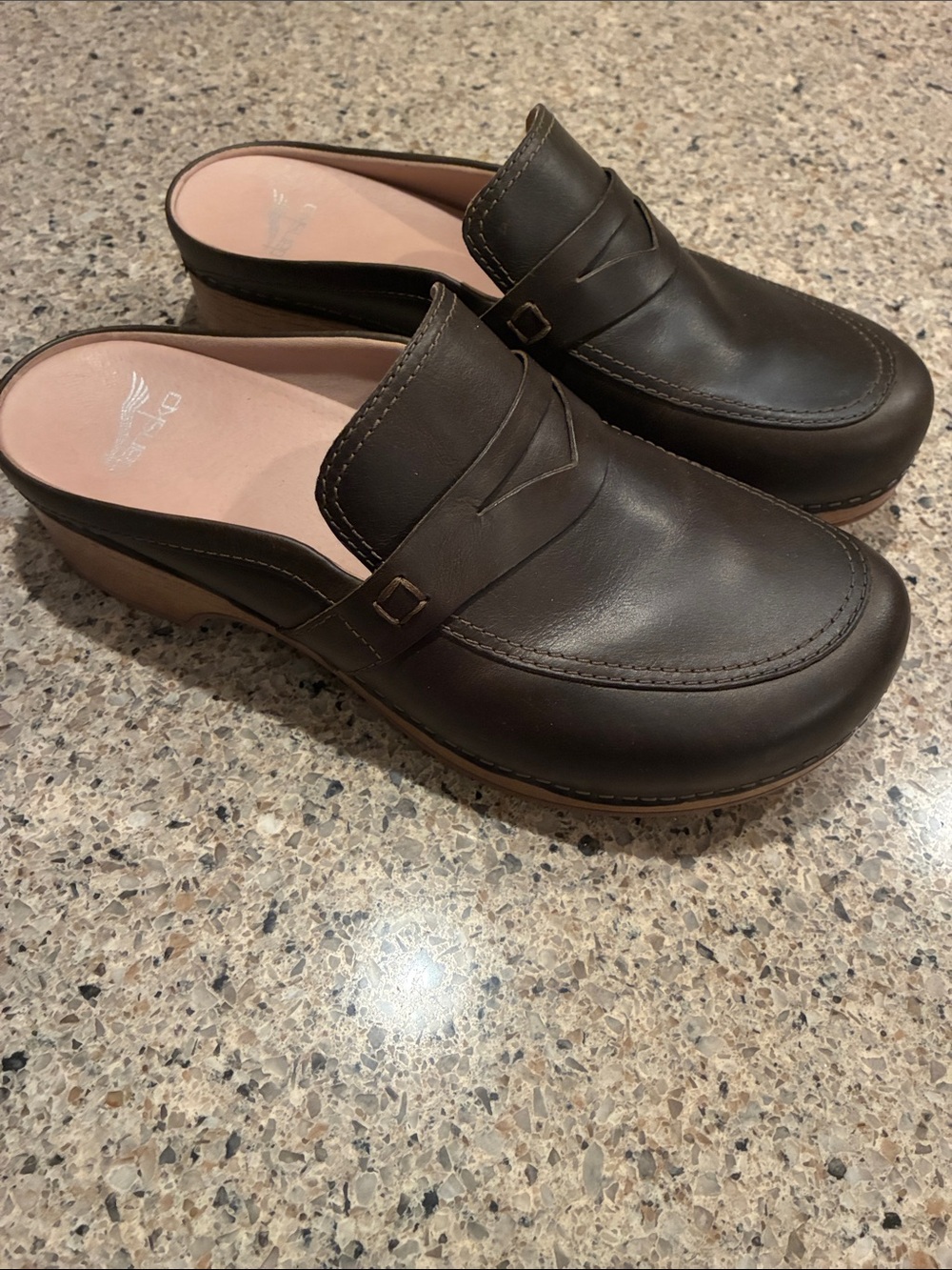 Dansko Classic Women's Slip-On Leather Mules in Dark Brown